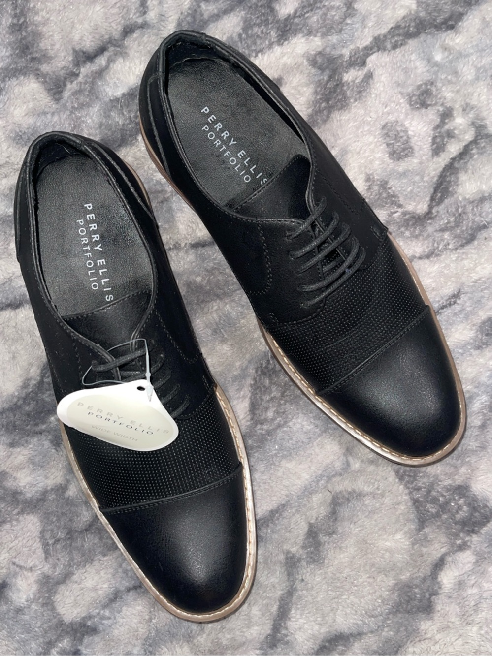 Perry Ellis Black Lace-Up Oxford Dress Shoes